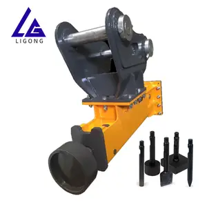 EC35 hydraulic breaker post driver for metal posts for excavator and backhoe For riverbank stabilization and erosion control.