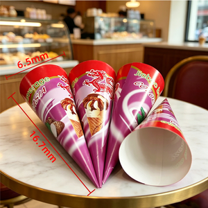 Cono de Papel para Helado Desechable de Alta Calidad, Diámetro 6.5cm, Largo 16.7cm, Grado Alimenticio, con Logotipo Personalizado, Estilo de Pared Simple, Impermeable, <span class=keywords><strong>VIC</strong></span> - Product Image 5