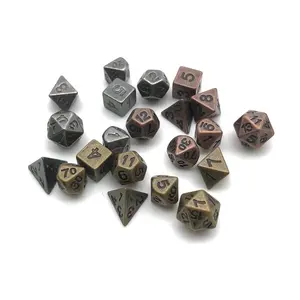 3 Available Colors Kids Toys 7 Piece Polyhedral Mini 6mm DND Metal Dice Set for RPG Game