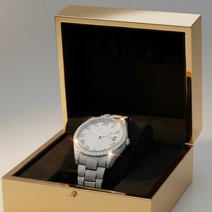 Reloj de Diamantes Auténticos Estilo Hip Hop, Completamente Cubierto de Piedras, Mecánico Automático, con Moissanita, Chapado en Oro, VVS, Pasa el Test de Diamantes - Product Image 1