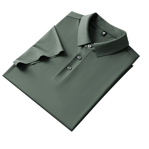 Polo Shirt Olive Green Nylon Solid Color Short Sleeve Daily Wear - Product Image 1