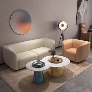 Juego de sofá de cuero moderno con mesa de centro, muebles de sala de estar, diseño minimalista para apartamento pequeño - Product Image 1