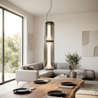 Luminaire suspendu moderne à double cylindre en acrylique avec LED, gris fumé, pour escalier, villa, hôtel, éclairage de projet