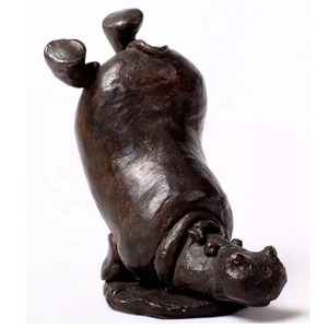 Grande statue d'<span class=keywords><strong>hippopotame</strong></span> en laiton moulé, sculpture d'animal en bronze grandeur nature, rhinocéros, décoration d'intérieur - Product Image 3