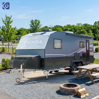CAMPTRL Nouvelle Conception Mini Caravane Tout-Terrain 4x4 de 23 pieds avec Installations de Lavage de Véhicules, Idéale pour le Camping en Famille