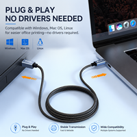 Cable de Impresora USB Tipo C, Cable de Datos Blindado con Lámina de Nailon para Impresora Brother, Escáner, Dispositivos Informáticos