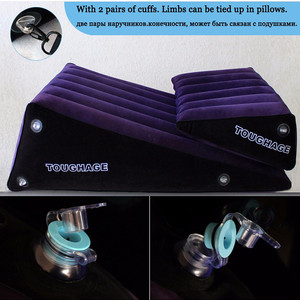 Ensemble de canapé <span class=keywords><strong>gonflable</strong></span> <span class=keywords><strong>magique</strong></span>, coussin d'aide sexuelle, rampe avec coussin triangulaire, support corporel, bleu, pour couples, cale de posture, utilisation au <span class=keywords><strong>lit</strong></span>, jouets - Product Image 3