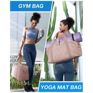 Bolsa de Viaje de Moda para Mujer, Bolsa Grande de Fin de Semana, Bolsa de Nailon Rosa para Yoga, Impermeable, con Cierre de Cremallera - Product Image 2