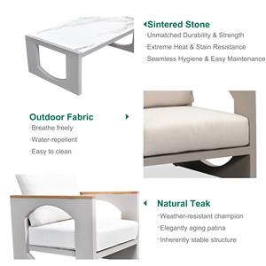 Juego de Sofás de Exterior de Aluminio Moderno y Lujoso para Jardín, Ecológico, Resistente a la Oxidación, Impermeable y Duradero, para Patio, Hotel o Villa - Product Image 4