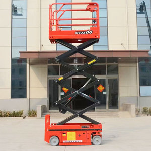Mini plataforma de trabajo aéreo de tracción tipo elevador de tijera pequeña de empuje eléctrico con batería Manual para uso doméstico - Product Image 1