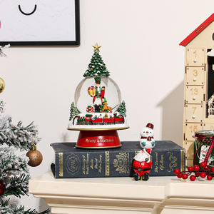 Gran oferta, decoración navideña, regalo artesanal, globo de nieve de Príncipe y árbol con Base de <span class=keywords><strong>tren</strong></span> giratoria - Product Image 5