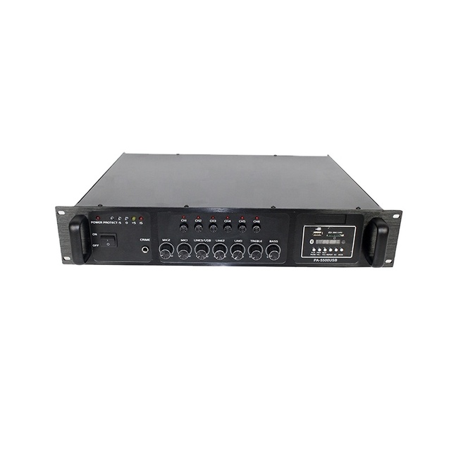250w 6 Channel Black Digital Amplifier With Bass BT USB SD FM Remote