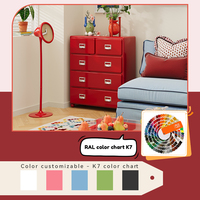 Commode à 5 tiroirs en acier rouge vintage, meuble de rangement en métal pour chambre à coucher