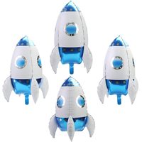 Balon Foil Tema Luar Angkasa Roket Astronot Bulan Bintang untuk Anak-anak Dekorasi Pesta Ulang Tahun Anak Laki-laki Galaksi Luar Angkasa Globos