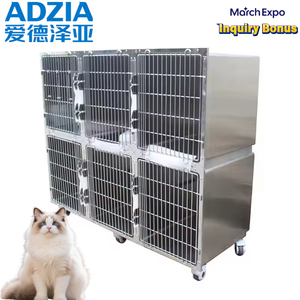 <span class=keywords><strong>Cages</strong></span> vétérinaires en acier inoxydable 304 ADZIA pour hôpitaux et cliniques, présentoirs premium pour animaux de compagnie pour centres commerciaux et animaleries - Product Image 1