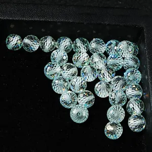 SICGEM Moissanite Biru Muda Sintetis Moissanite Putaran Cut Beads 4 Mm untuk 8 Mm Ukuran Longgar Bola Moissanite Bentuk DIY