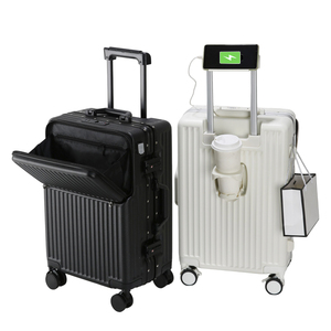 <span class=keywords><strong>Valise</strong></span> de cabine à texture PC avec cadre en aluminium, ouverture frontale, serrure TSA + roues silencieuses, approuvée par les compagnies aériennes - Product Image 6