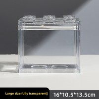 Mini aquarium de bureau pour betta, entièrement transparent, écologique, non toxique, en forme de blocs de construction rectangulaires, créatif, en plastique, 1L, haute qualité