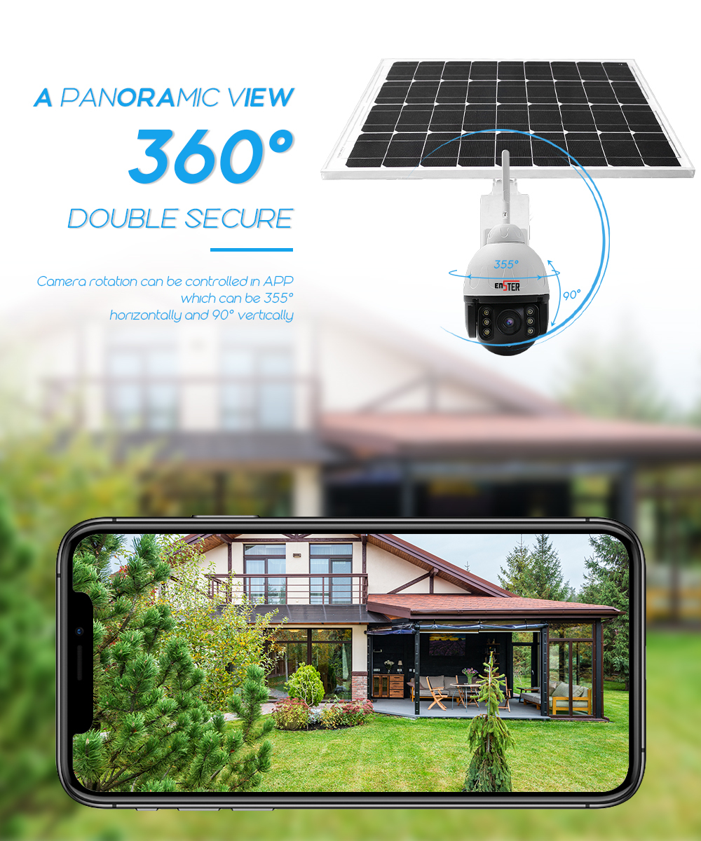 Enster Outdoor 5MP PTZ Solar Camera with 360 Panorama WiFi CMOS Sensor Memory Card Support · image 4