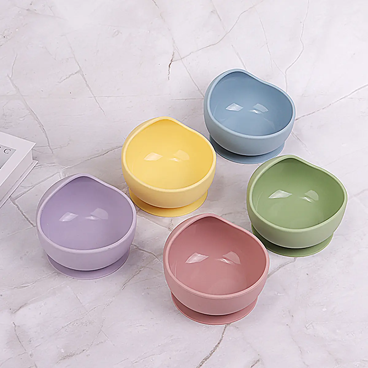 Conjunto de utensílios para pratos de bebê, sabonete de silicone sem BPA com colher e caracol novo design