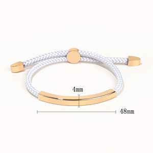 Pulseras <span class=keywords><strong>de</strong></span> Barra Grabables Personalizadas, Chapadas en Oro <span class=keywords><strong>de</strong></span> 18k, Ajustables, con Cordón Trenzado Colorido para Hombres y Mujeres - Product Image 2