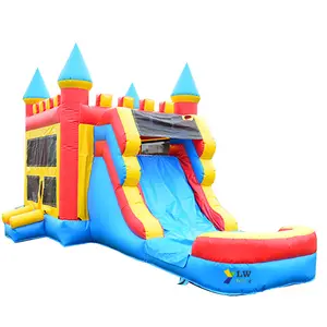 Groothandel Commerciële Bounce House Moonwalk Kasteel Opblaasbare Uitsmijter Met Waterglijbaan Combo