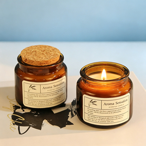 Bougie parfumée en cire de soja dans un bocal en verre avec bouchon en liège, 3 oz (85 g), format mini, faite à la main, non toxique, pour Thanksgiving, Diwali, anniversaires - Product Image 3