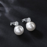 S925 Silber Moissanit Perlen Schmuckset, Luxuriöses Nischen-Moissanit Halskette und Ohrringe, Damen Hochzeits- und Partyschmuck