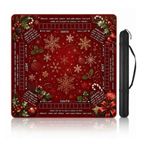 Tapis de Mahjong américain de Noël, en caoutchouc, imperméable, pliable, antidérapant, pour 4 joueurs