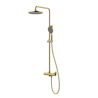 Ensemble de douche Premium Or avec pommeau pluie intégral apparent en laiton pour hôtels et villas