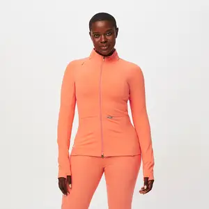 Bestex personnalisé à manches longues coupe ajustée Scurbs veste col montant infirmière uniforme soins infirmiers médicaux vestes laboratoire gommage ensemble pour les femmes