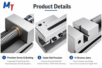Étau de précision manuel MT-QGG88 MT-QGG100 MT-QGG125 3,5-5 pouces 0,003 mm 58HRC à mâchoires en V pour vente en gros CNC
