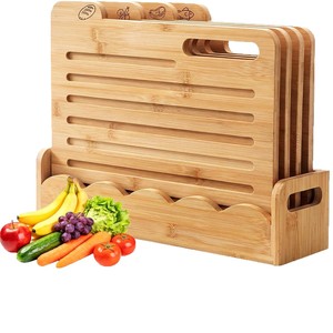 Bamboo Cutting Board <b>Set</b> 4 Pieces Multi Function Kitchen Chopping Block For Fruit Cheese And Meat - Product Image 5