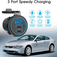 Chargeur USB 12V pour voiture, bateau, marine, PD 20W, 18W, QC3.0, prise USB, chargeur de voiture à charge rapide avec interrupteur d'alimentation, prise USB 12V