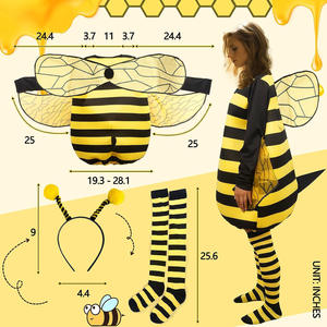 Costume d'Halloween pour femmes, manches longues, patchwork rayé, costume d'abeille avec chaussettes hautes et serre-tête, tenue de cosplay - Product Image 2