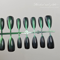 30 faux ongles œil de chat, couvrance totale, forme amande courte, brillants, en verre, à presser, fournisseur