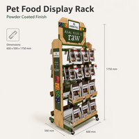 Support d'affichage personnalisé double face en métal pour aliments pour animaux, présentoir de produits pour chats et chiens sur pied pour magasin d'animaux