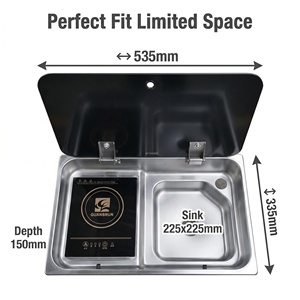 Évier de cuisine de luxe en acier inoxydable <span class=keywords><strong>pour</strong></span> camping-car et caravane avec cuisinière à <span class=keywords><strong>induction</strong></span> et design intégré <span class=keywords><strong>pour</strong></span> remorques et caravanes - Product Image 4