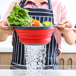 Accesorios de Cocina, Colador Redondo para Filtro de Agua, Recipiente para Lavar Frutas, Colador, Tazón Plegable - Product Image 5