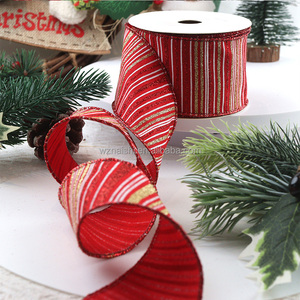 Fita de Poliéster Estampada de Natal OEM 63MM/38MM 10 Jardas Marca NAISHI com Borda Aramada para Decoração de Guirlandas e Árvores - Product Image 2
