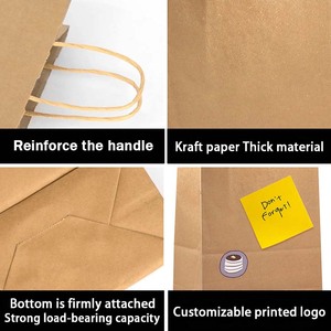 Maßgefertigte Lebensmittel-Liefertüte aus Kraftpapier Recycelbare Takeaway-Verpackung Flexodruck Restaurant-Werbeartikel Umweltfreundliche Kraftpapiertüte - Product Image 6