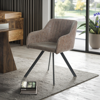 Chaise de salle à manger moderne de luxe italienne à dossier haut en similicuir marron, design épuré, vente en gros, mobilier de maison, usine Langfang Living