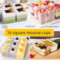 Gobelet à dessert carré miniature de haute qualité de 5 oz pour gâteau, en plastique PS transparent, jetable et écologique, logo personnalisé, utilisation pour les fêtes