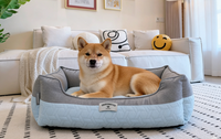 Yangyangpet Luxuriöses Samt-Hundebett mit Abnehmbarem Waschbarem Bezug, Polyurethan-Schaumstoff-Füllung, Dreieckige Form, Solides Cartoon-Design