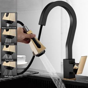 Robinet de cuisine gourmet en or noir avec douchette flexible extractible, robinets amovibles pour évier de cuisine, robinet mélangeur - Product Image 3
