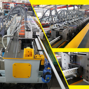 Machine de profilage de rouleaux pour profilés en T Hebei Liming, galvanisée, 24 mm, avec silhouettes lignées noires au centre - Product Image 4
