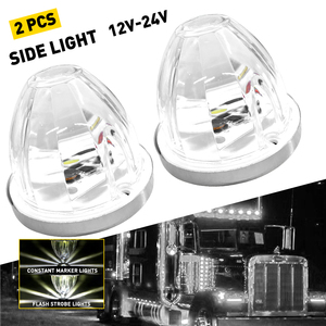 ไฟ LED แสดงสถานะ 2 ชิ้น 12V 24V รูปทรงแตงโม สีขาว กระพริบ สำหรับรถบรรทุก รถพ่วง ไฟเลี้ยวข้างทรงกลม - Product Image 1