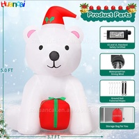 Ours gonflable de Noël mignon tenant une boîte cadeau Ours blanc gonflable avec lumières LED Fabrication d'ours gonflables de Noël Livraison rapide
