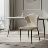 Chaise de salle à manger en acier inoxydable et cuir, style nordique moderne et minimaliste, pour table de salle à manger, restaurant et hôtel, vente en gros