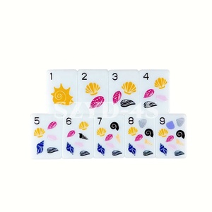 Jeu de Mahjong Américain Personnalisé à Thème <span class=keywords><strong>Plage</strong></span>, Peint à la Main, avec Gravures et Impressions Colorées, Tuiles de Mahjong, Ensemble Cadeau Artisanal - Product Image 3